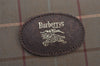 Authentic Burberrys Check Canvas Leather Clutch Hand Bag Purse Khaki Green 8148J