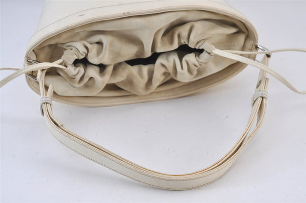 Authentic GUCCI Inletlocking G Drawstring Shoulder Bag Purse Enamel White 8149J