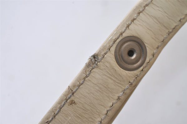 Authentic GUCCI Inletlocking G Drawstring Shoulder Bag Purse Enamel White 8149J