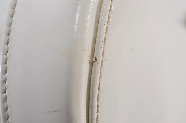 Authentic GUCCI Inletlocking G Drawstring Shoulder Bag Purse Enamel White 8149J