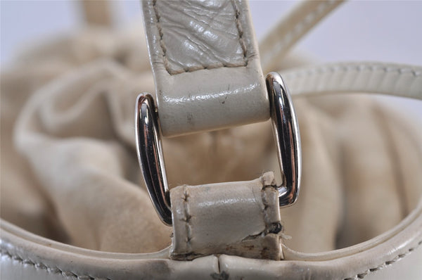 Authentic GUCCI Inletlocking G Drawstring Shoulder Bag Purse Enamel White 8149J