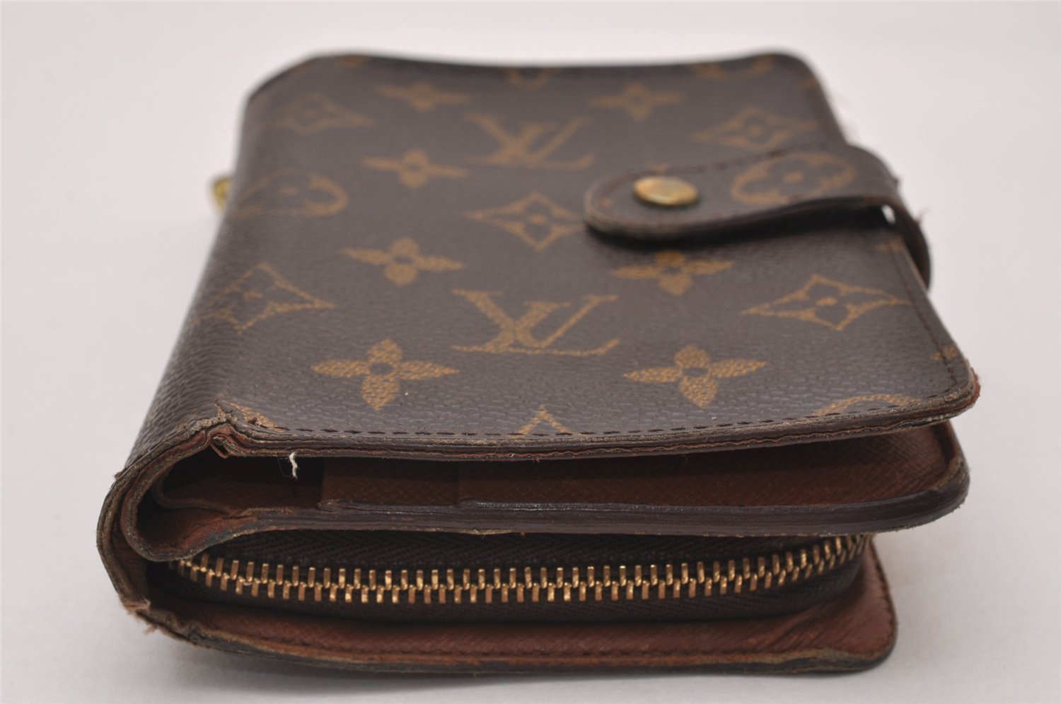 Authentic Louis Vuitton Monogram Porte Papier Zip Bifold Wallet M61207 LV 8151I