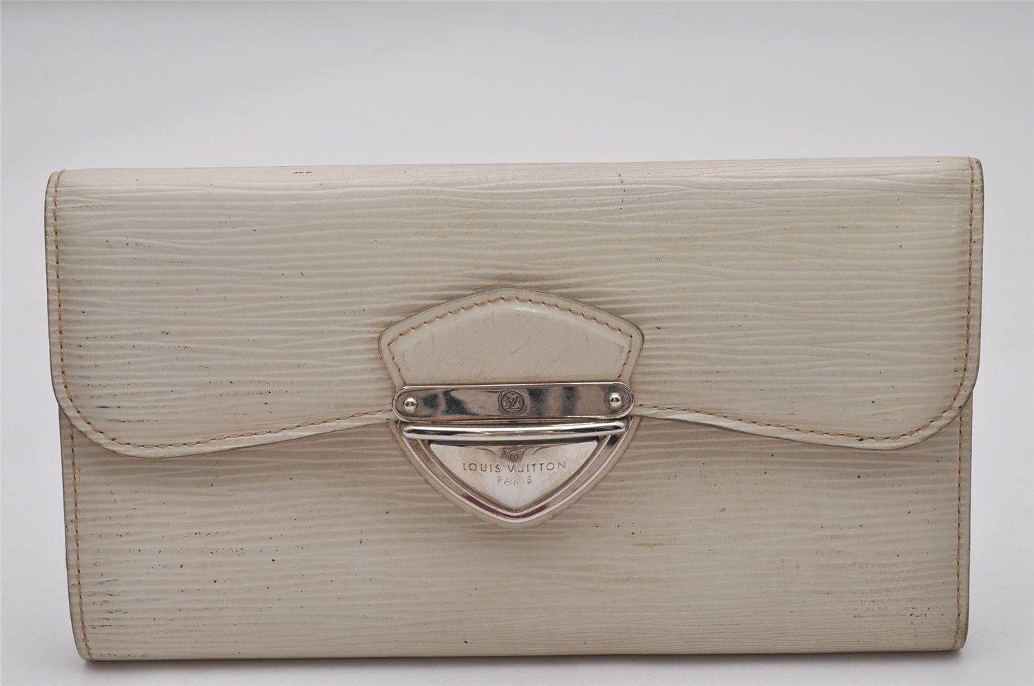 Authentic Louis Vuitton Epi Portefeuille Eugenie Long Wallet M6388J White 8152I