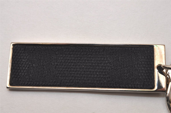 Authentic GUCCI Key Ring Bag Charm Silver Plating GG Canvas Black Box 8152J