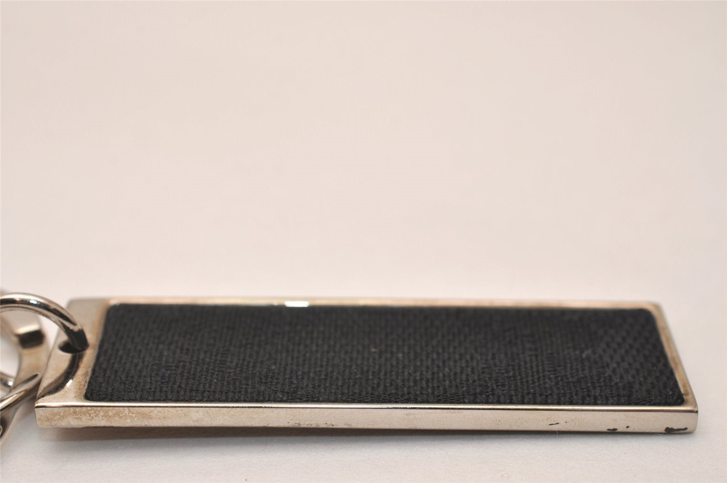 Authentic GUCCI Key Ring Bag Charm Silver Plating GG Canvas Black Box 8152J