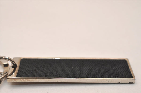 Authentic GUCCI Key Ring Bag Charm Silver Plating GG Canvas Black Box 8152J