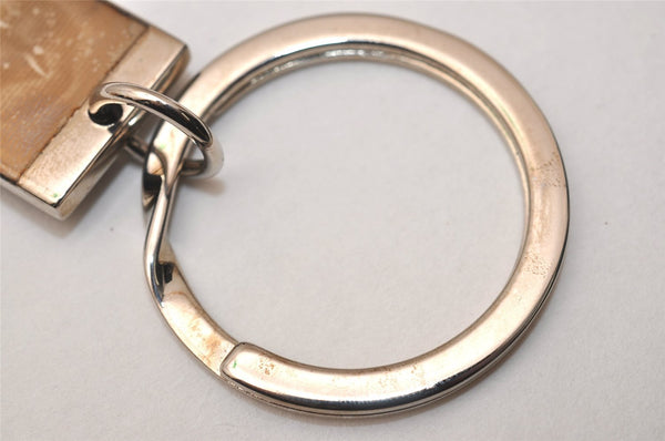 Authentic GUCCI Key Ring Bag Charm Silver Plating GG Canvas Black Box 8152J