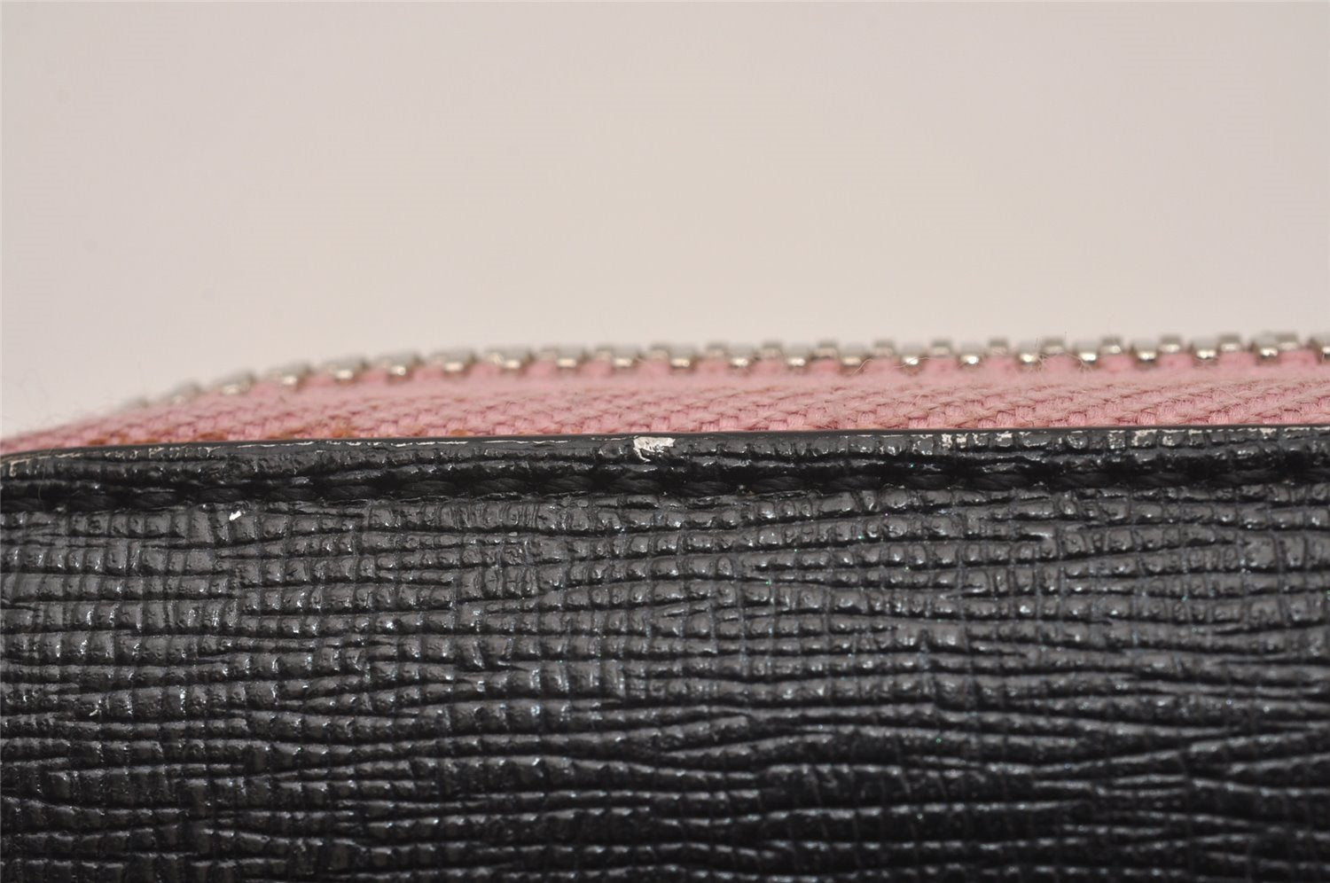 Authentic FENDI Monster Vintage Long Wallet Purse Leather Black Pink 8153I