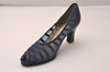 Authentic BALENCIAGA Open Toe Pumps Shoes Size 34 1/2 Nylon Leather Blue 8153J