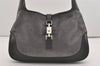 Authentic GUCCI Jackie Shoulder Hand Bag Velour Leather 0013306 Gray 8154I