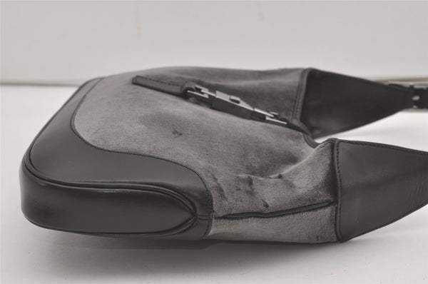 Authentic GUCCI Jackie Shoulder Hand Bag Velour Leather 0013306 Gray 8154I