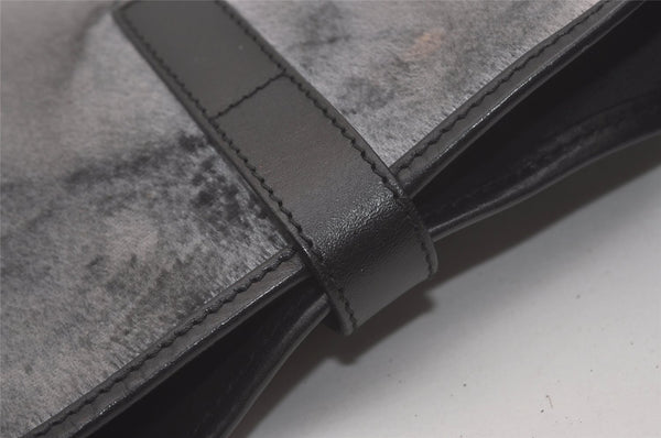 Authentic GUCCI Jackie Shoulder Hand Bag Velour Leather 0013306 Gray 8154I