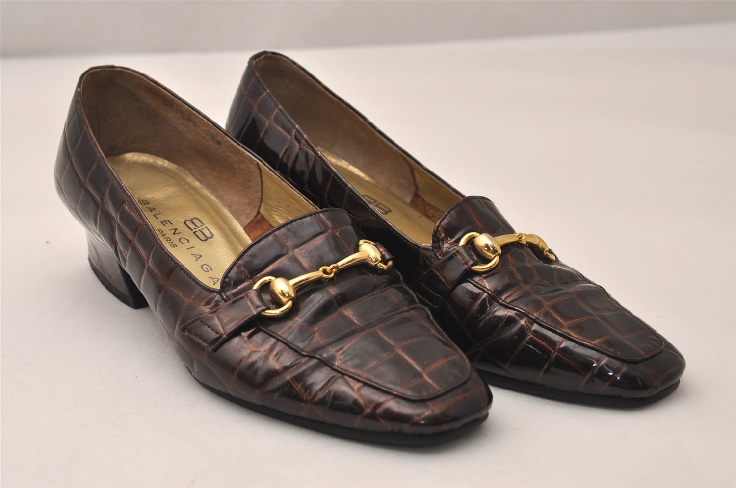 Authentic BALENCIAGA Vintage Loafers Shoes Size 34 1/2 Leather Brown 8154J