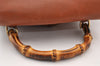 Authentic GUCCI Bamboo Vintage Drawstring Backpack Leather Brown 8155I