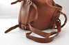 Authentic GUCCI Bamboo Vintage Drawstring Backpack Leather Brown 8155I
