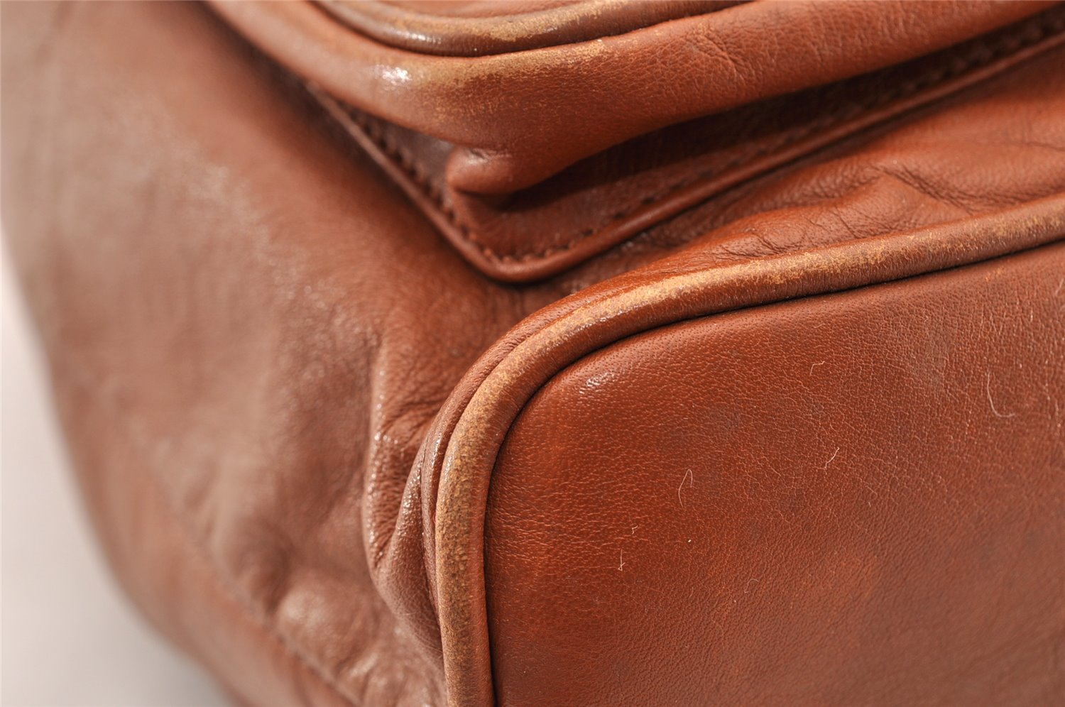 Authentic GUCCI Bamboo Vintage Drawstring Backpack Leather Brown 8155I