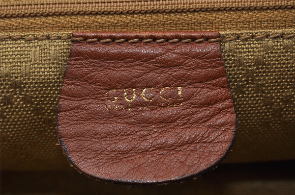Authentic GUCCI Bamboo Vintage Drawstring Backpack Leather Brown 8155I