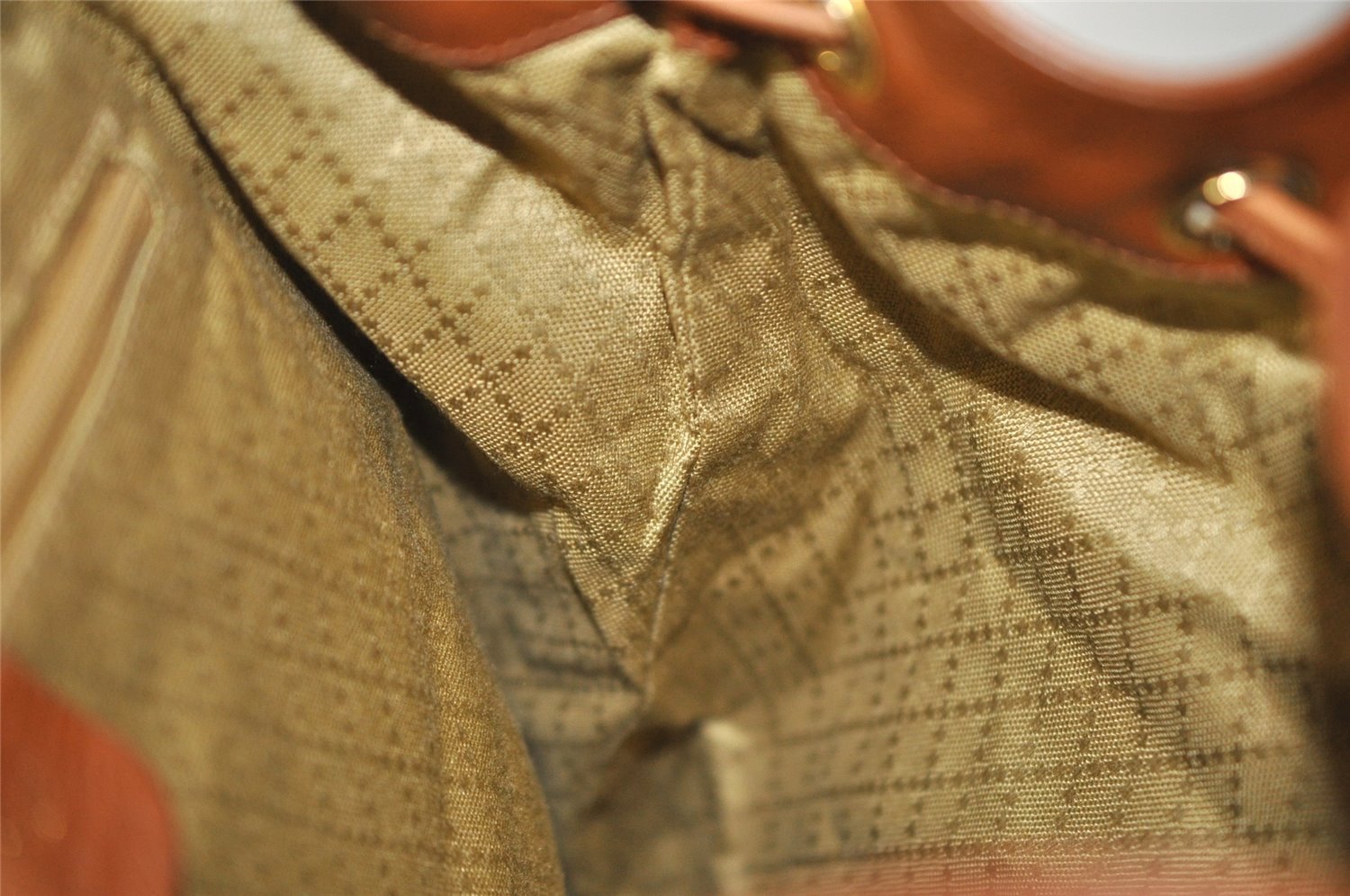 Authentic GUCCI Bamboo Vintage Drawstring Backpack Leather Brown 8155I