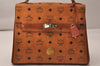 Authentic MCM Vintage Visetos Leather Hand Bag Purse Brown 8156J