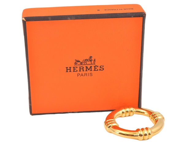 Authentic HERMES Scarf Ring Bouee Circle Design Gold Tone Box 8156K