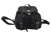 Authentic PRADA Vintage Nylon Tessuto Leather Backpack Black 8157I