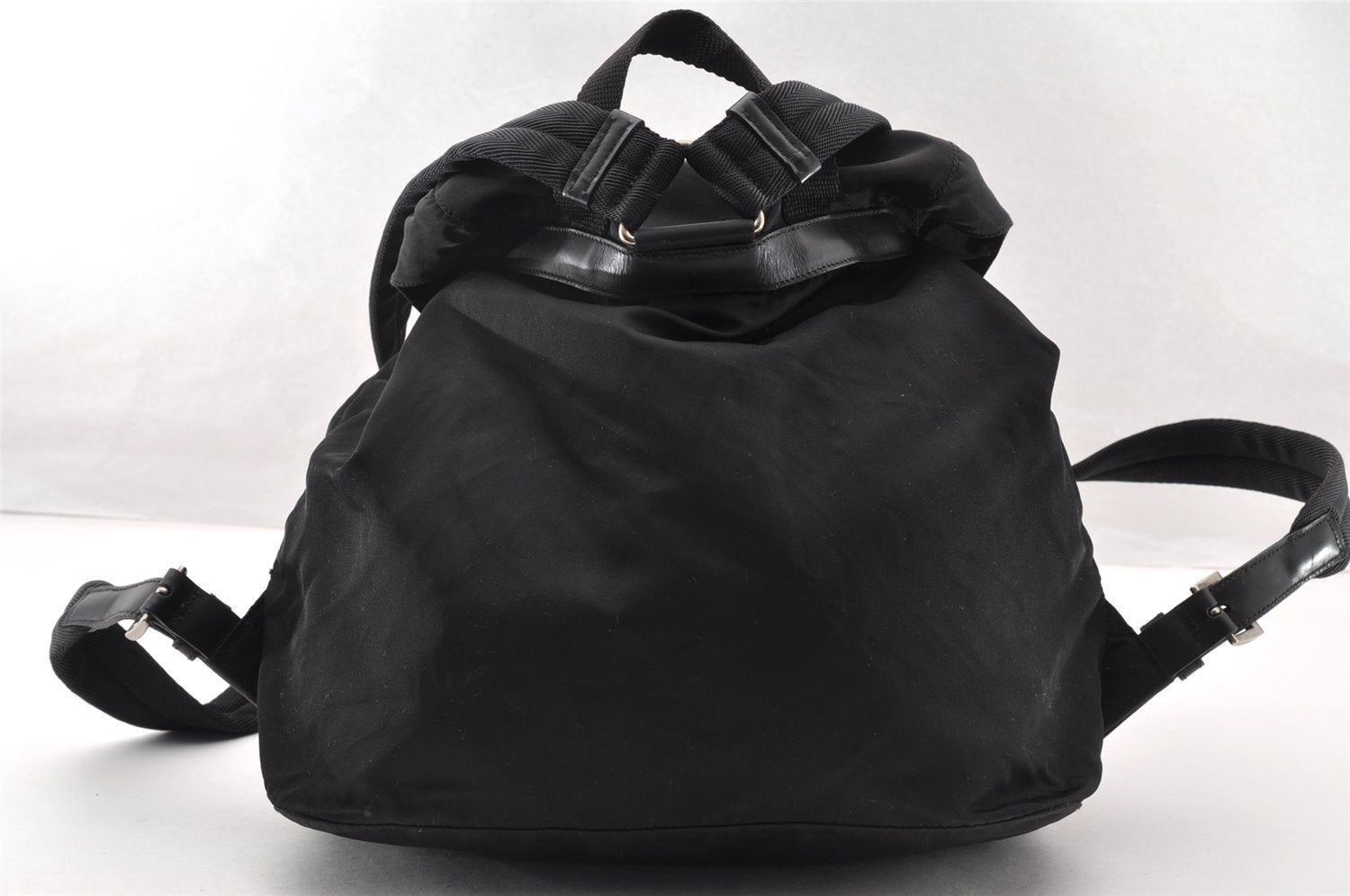 Authentic PRADA Vintage Nylon Tessuto Leather Backpack Black 8157I