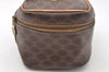 Authentic CELINE Macadam Blason Pattern Vanity Hand Bag PVC Leather Brown 8161I