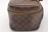 Authentic CELINE Macadam Blason Pattern Vanity Hand Bag PVC Leather Brown 8161I