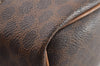 Authentic CELINE Macadam Blason Pattern Vanity Hand Bag PVC Leather Brown 8161I