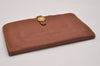 Authentic HERMES Dogon GM Vintage Leather Long Wallet Purse Brown 8164I