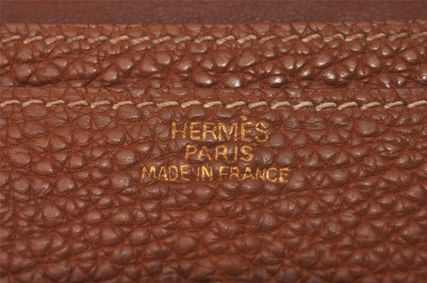 Authentic HERMES Dogon GM Vintage Leather Long Wallet Purse Brown 8164I