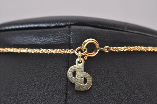 Authentic Christian Dior Gold Tone Rhinestone Chain Pendant Necklace CD 8165I