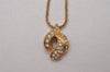 Authentic Christian Dior Gold Tone Rhinestone Chain Pendant Necklace CD 8165I