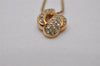 Authentic Christian Dior Gold Tone Rhinestone Chain Pendant Necklace CD 8165I