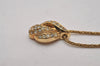 Authentic Christian Dior Gold Tone Rhinestone Chain Pendant Necklace CD 8165I