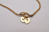 Authentic Christian Dior Gold Tone Rhinestone Chain Pendant Necklace CD 8165I