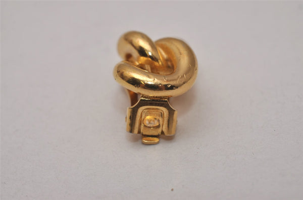 Authentic Christian Dior Vintage Clip-On Earrings Gold Plating CD 8166I