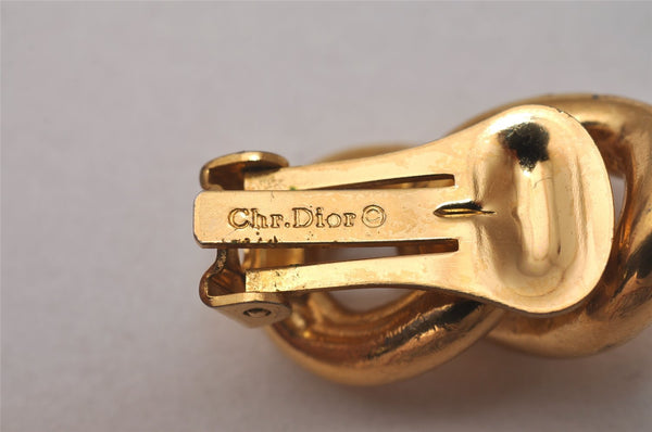 Authentic Christian Dior Vintage Clip-On Earrings Gold Plating CD 8166I