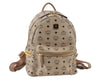 Authentic MCM Studs Leather Vintage Backpack Beige 8168I