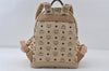 Authentic MCM Studs Leather Vintage Backpack Beige 8168I