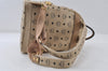 Authentic MCM Studs Leather Vintage Backpack Beige 8168I