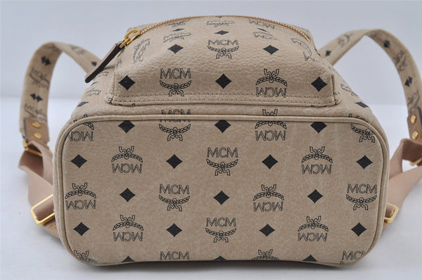 Authentic MCM Studs Leather Vintage Backpack Beige 8168I