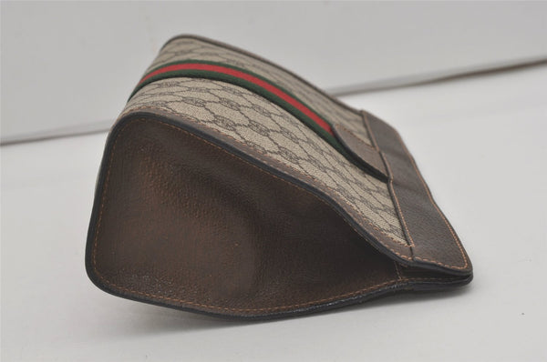 Authentic GUCCI Web Sherry Line Clutch Hand Bag Purse GG PVC Leather Brown 8169I