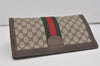 Authentic GUCCI Web Sherry Line Clutch Hand Bag Purse GG PVC Leather Brown 8169I