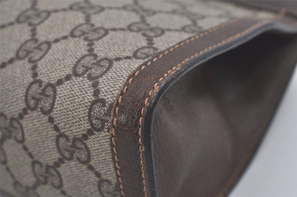 Authentic GUCCI Web Sherry Line Clutch Hand Bag Purse GG PVC Leather Brown 8169I