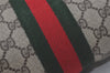 Authentic GUCCI Web Sherry Line Clutch Hand Bag Purse GG PVC Leather Brown 8169I