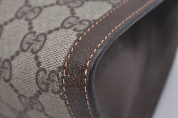 Authentic GUCCI Web Sherry Line Clutch Hand Bag Purse GG PVC Leather Brown 8169I