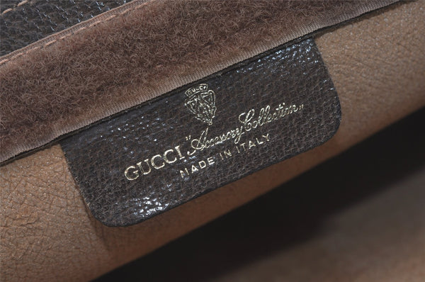 Authentic GUCCI Web Sherry Line Clutch Hand Bag Purse GG PVC Leather Brown 8169I