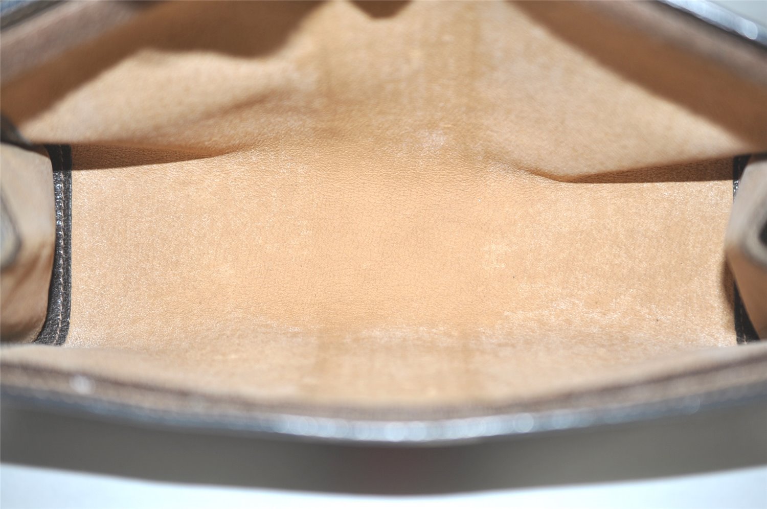 Authentic GUCCI Web Sherry Line Clutch Hand Bag Purse GG PVC Leather Brown 8169I