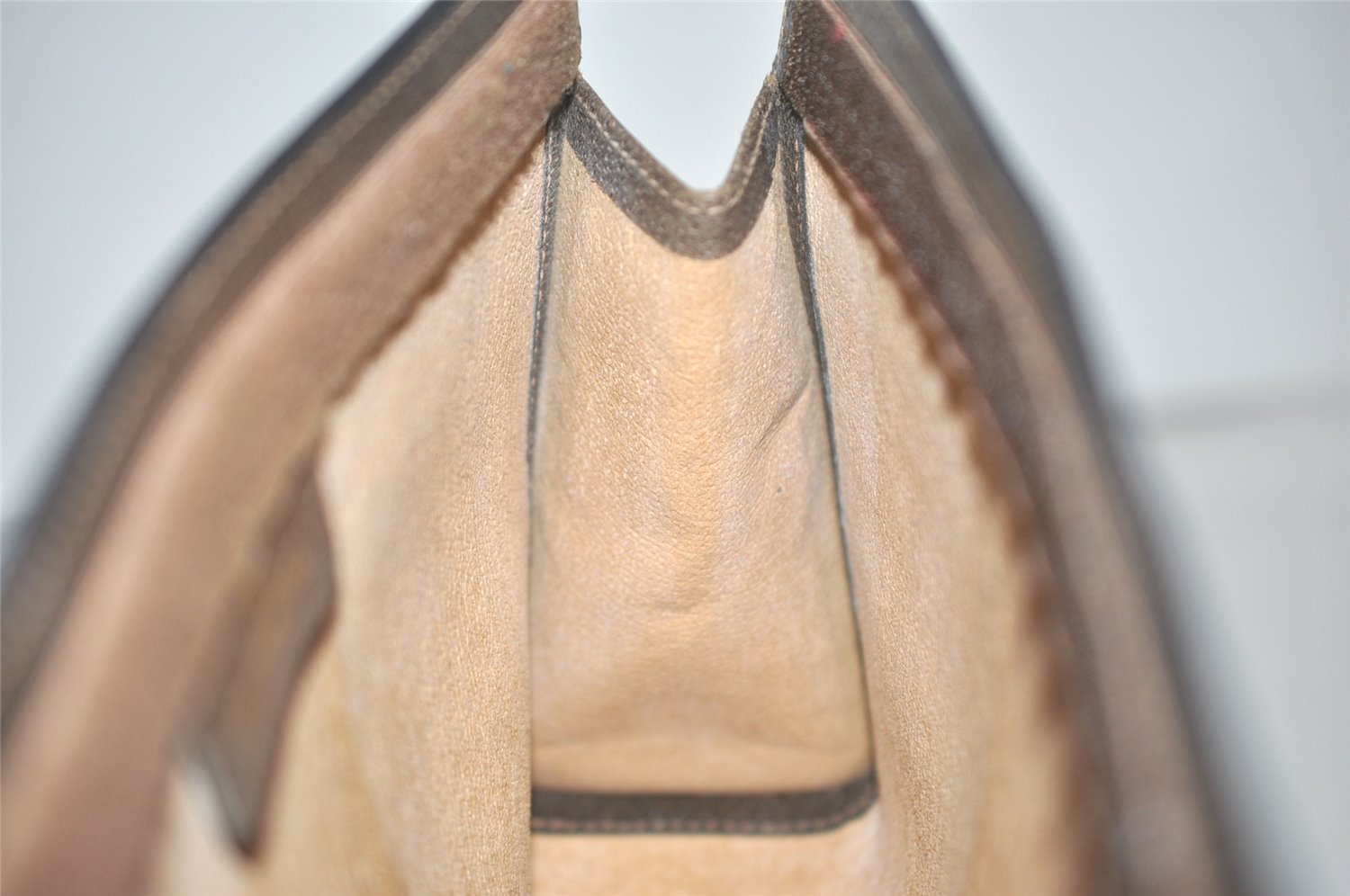 Authentic GUCCI Web Sherry Line Clutch Hand Bag Purse GG PVC Leather Brown 8169I